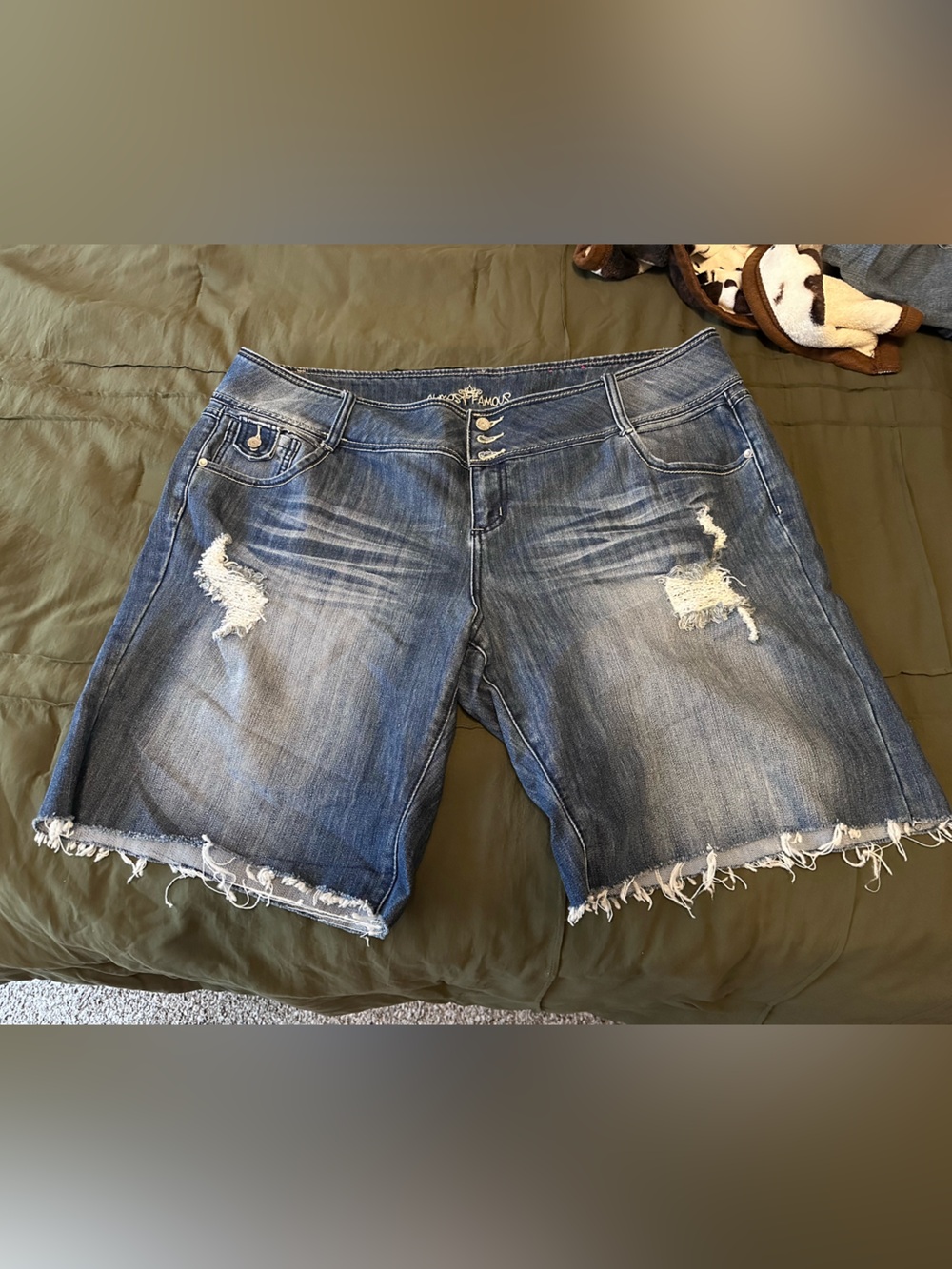 Almost Famous Distressed Denim Shorts in Blue